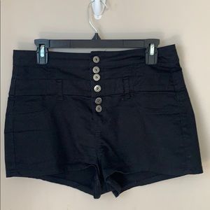 High waisted black shorts